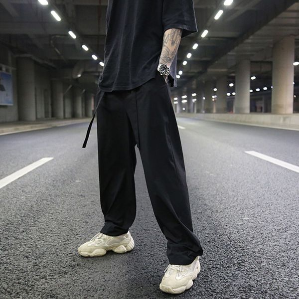 

new solid multi pocket streetwear pants men hiphop joggers casual outwear straight slacks long trousers pantalones hombre, Black