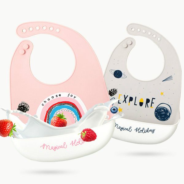 

baby stuff waterproof silicone bib feeding baby newborn cartoon aprons 6-speed adjustable baby bibs cloths bandana bibs