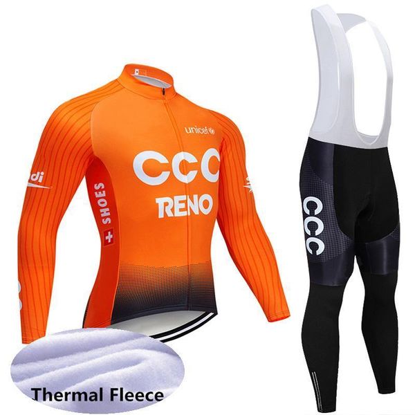 

2020 winter team new ccc thermal fleece cycling jersey bike pants set mens ropa ciclismo winter cycling wear maillot culotte y022602, Black;red