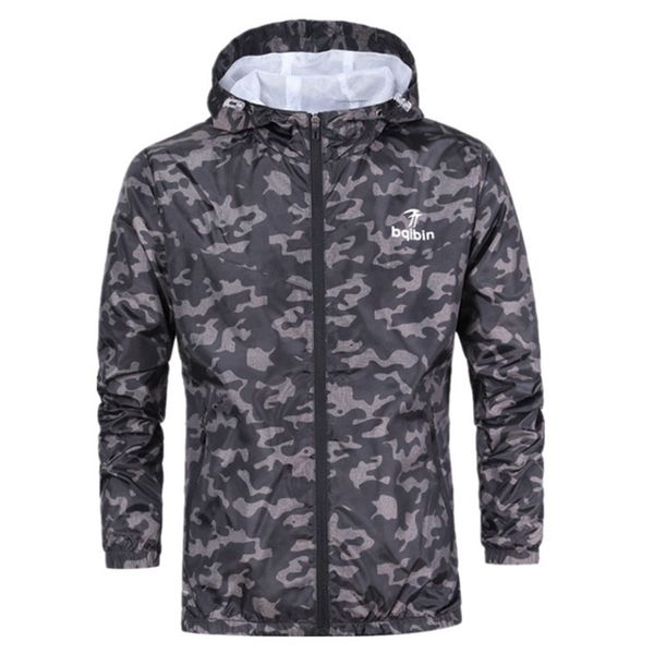 

2019 new outdoor sports windbreaker jacket men camouflage coats hiking camping fishing waterproof windproof clothing, Blue;black