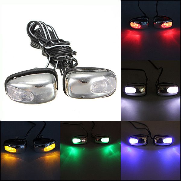 

one pair chrome blue led light lamp windshield jet spray nozzle wiper washer eyes