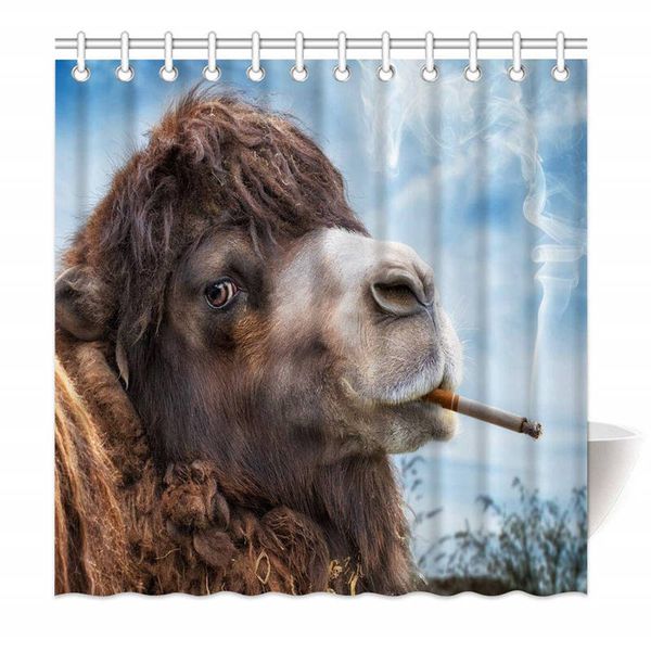 2019 Mildew Resistant Polyester Fabric Bathroom Shower Curtain Set With Hooks Interesting Alpaca Smoking Animal Funny Pattern From Ptdiy 21 36