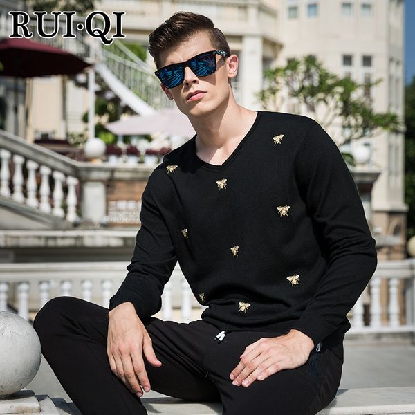 

fashion pullover sweater 2018 men o-neck cotton jacquard process loose casual office black men's clothes pt043, White;black