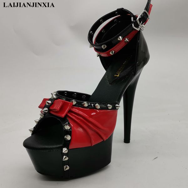 

laijianjinxia new style women sandlas rivet decorates 15cm high-heeled shoes model t platform shoes pole dancing, Black