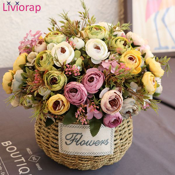 

liviorap 25cm artificial dried flowers camellia flowers artificial for wedding decor home large bouquet