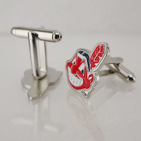 

кливленд i n d i a n s медные запонки подарок отца смокинг стильные запонки посеребренная эмаль рубашка французские запонки высокое качество, Silver