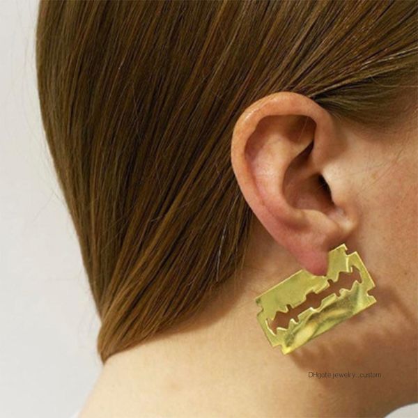 

1 Pair Women Fashion Punk Exaggerated Square Piece Hollow Gear Gold Stud Earrings Lady Party Rock Charm Earrings