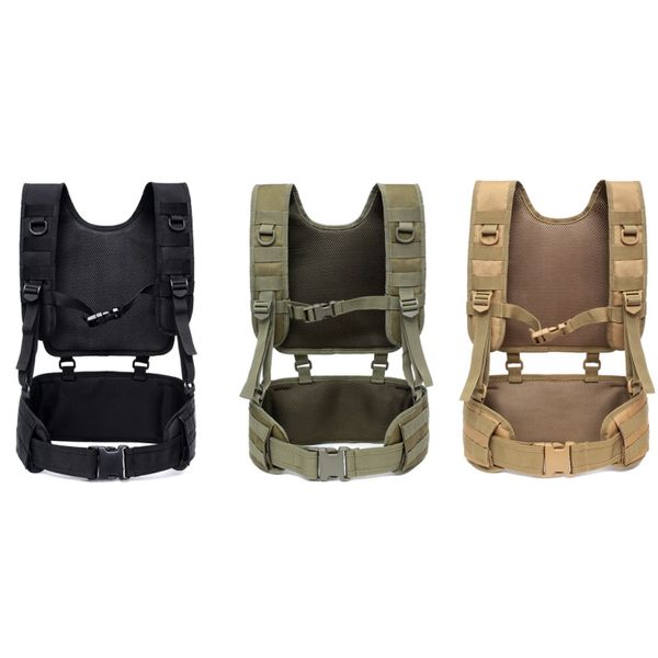 

tactical padded battle belt with detachable suspender straps combat duty belt with comfortable pads and removable harnes, Camo