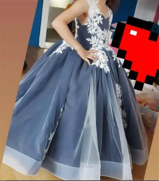 

new customized flower girl dresses for wedding white applique lace up back v neck girls pageant party gowns, Red;yellow