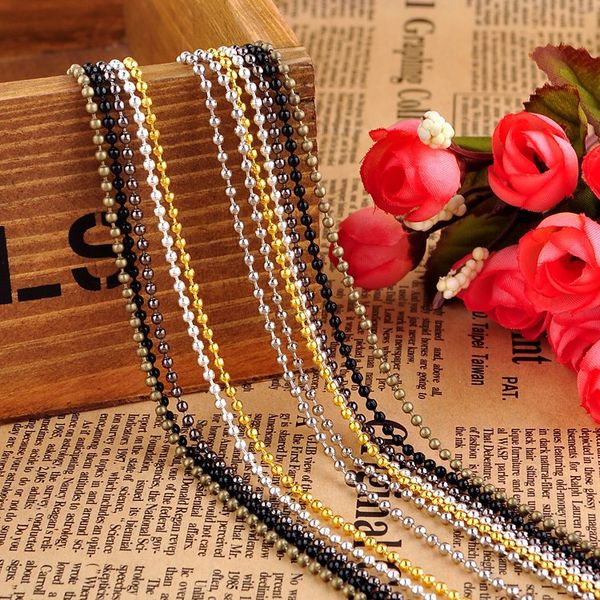

10pcs 1.5/2.4mm 70cm silver plated ball beads necklace chain with clasp hook alloy silver gold bronze jewelry chains