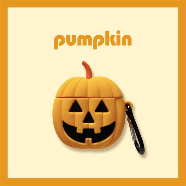 

halloween pumpkin lights airpods1/2 generation apple headphones set spoof wireless bluetooth silicone shell creative storage men and women