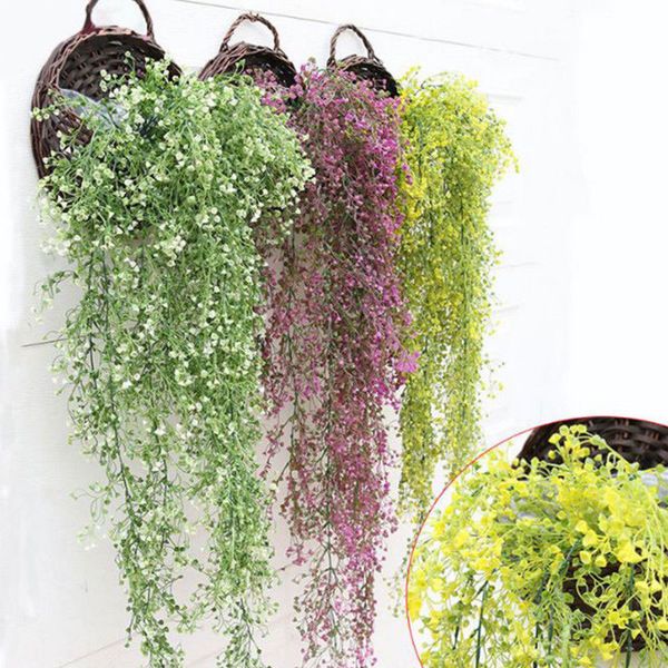 

113cm artificial plant rattan green leaf garland plants vine fake foliage flowers home decor hanging plastic artificial flower