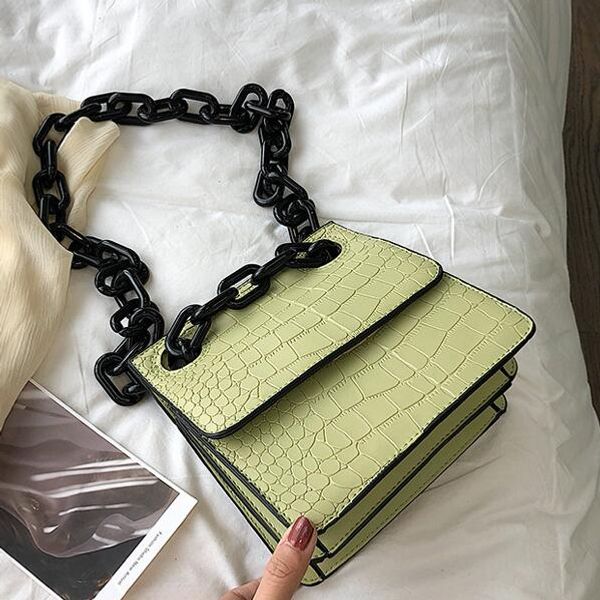 

luxury designer pu chain bag female 2019 classic fashion portable messenger bag wild stone pattern shoulder bag ing