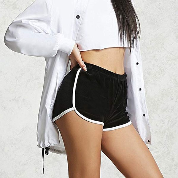 

fashion new summer black grey sport shorts women casual shorts workout waistband skinny short drop shipping, White;red
