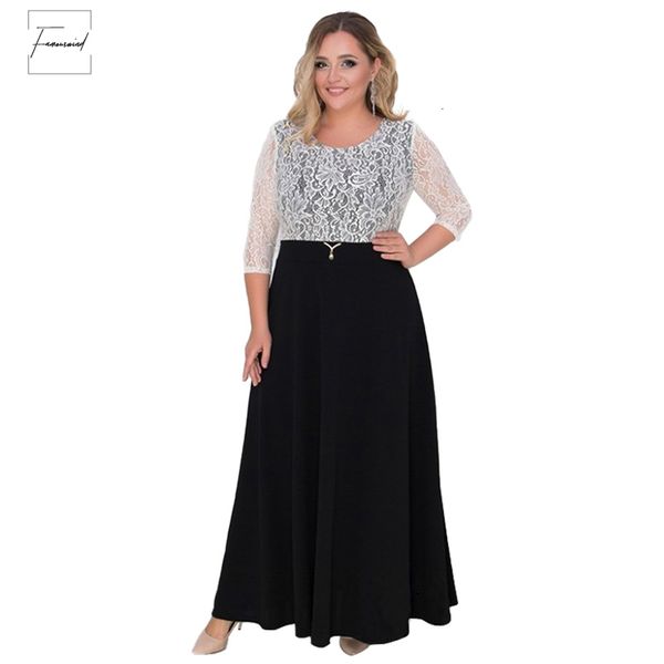 

patchwork women dress size vintage dresses elegant maxi dress plus size party dress a line long dresses large big, Black;gray