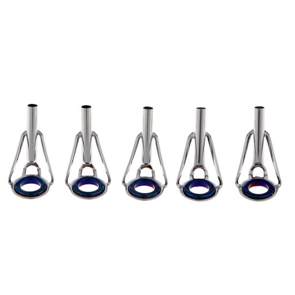 

5pcs sturdy stainless steel frame fishing rod tip guides blue ceramic ring