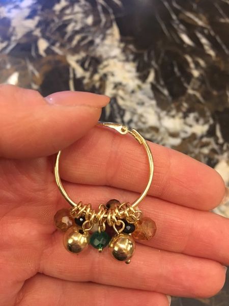 

casual gold color plating colorful bead hoop earrings for women girl, Golden