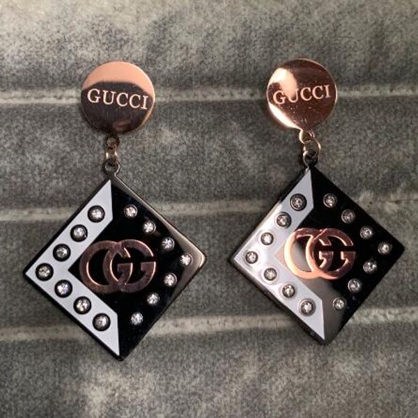 

Famou de igner jewelry tainle teel luxury ro e gold plated g letter tud earring for men women party gift, Golden;silver