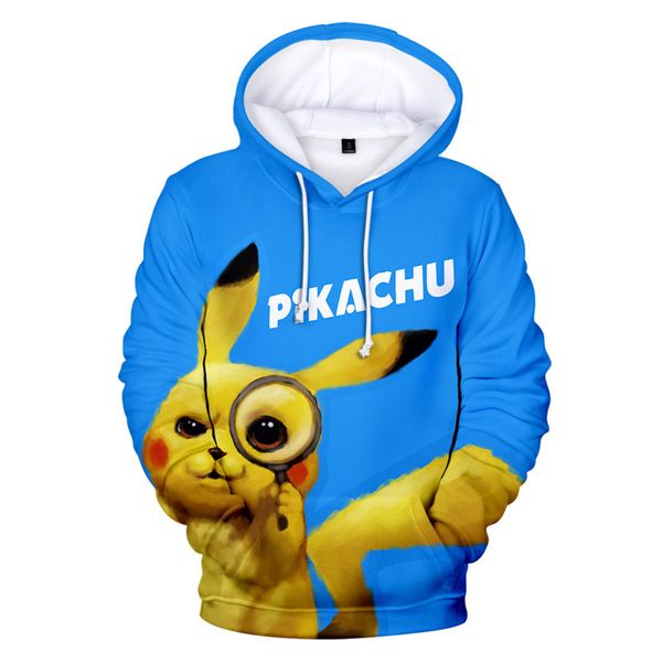

Pikachu 3D Print Mens Designer Hoodies The Detective Long Sleeve Crew Neck Pullover Mens Sweatshirts Casual Apparel