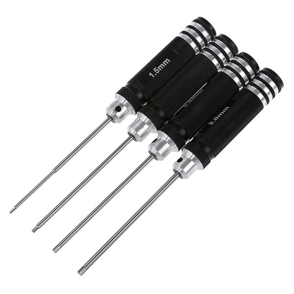 

black 4 pcs 1.5mm 2.0mm 2.5mm 3.0mm hexagonal screwdriver for rc helicopter plane