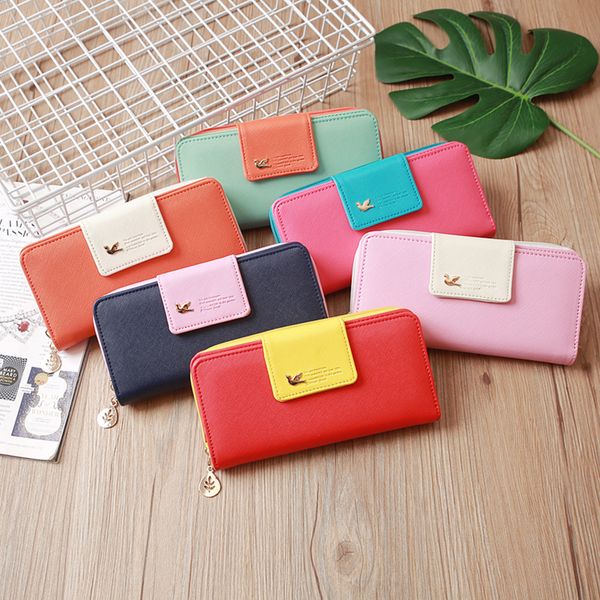 

fashion women wristlets clutch wallets card holder pu leather zipper purses coin pouches phone pocket organizer wallets girls handbag, Red;black