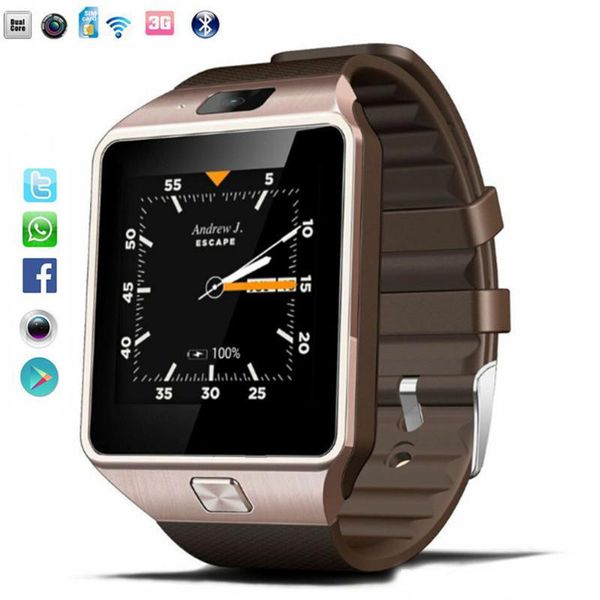 

smartwatch intelligent digital sport gold smart watch dz09 pedometer for phone android ios wrist watch men women watches fashion, Slivery;brown