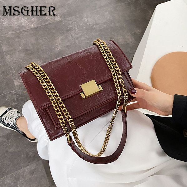 

msgher кожа pu crossbody сумки для женщин 2020 chain мода малый плеча сумку женщина блокировки сумки