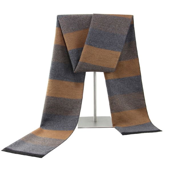 

new men's scarf warm winter cashmere scarf mens college fashion stripe bib scarves fleece soft christmas gift to men wrap, Black;gray