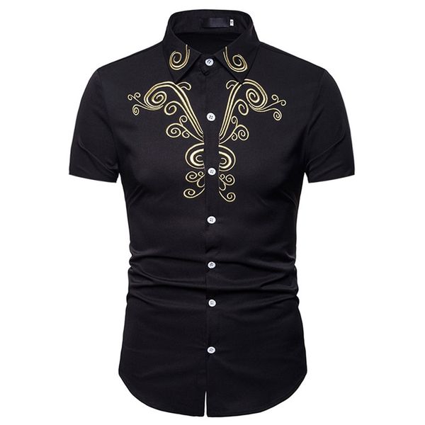 

fashion casual slim fit short sleeve button down shirts slim fit short sleeve button down shirts with embroidery a502, White;black