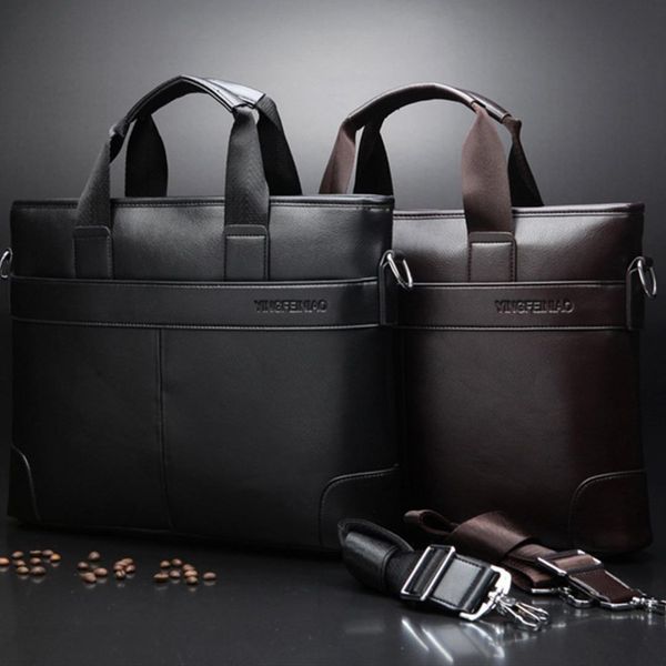 

vintage litchi grain handbag men shoulder bags business briefcase leather lapbag casual man messenger bag purses