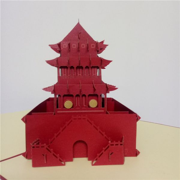 

vintage 3d cards creative gift xi'an bell tower greeting card colorful cards paper for anniversary souvenirs