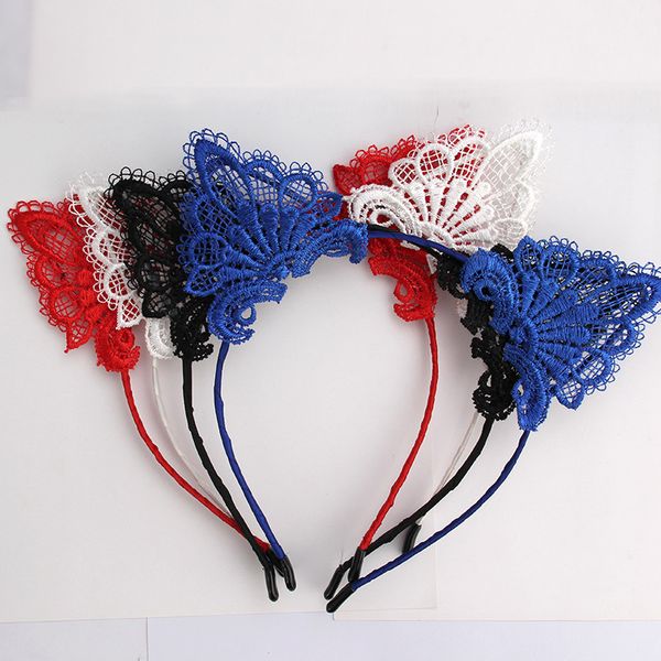 

cute head hoop fashion cat ear headwear hollowing out fabric art head band lace hairdress female style europe and america 1 6yc k1