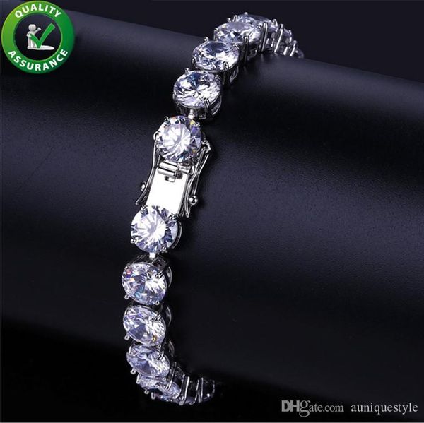 

hip hop jewelry diamond tennis bracelet mens iced out chains bracelets micro paved cz wedding valentines gift luxury bangle love link 1 row, Golden;silver