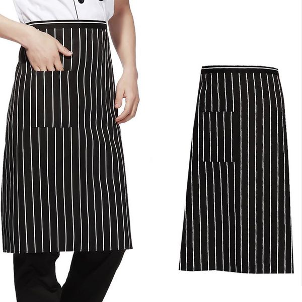 

унисекс chef фартук бистро кофе официанта фартук половина талия связали с карманы