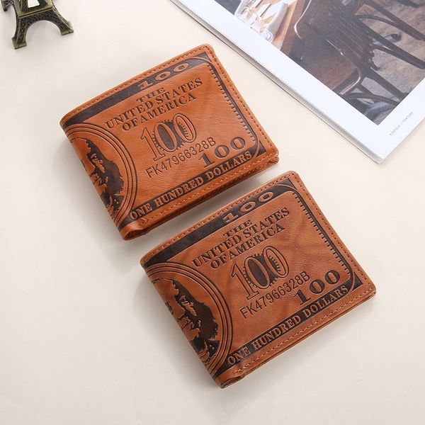 Retro Erkekler Cüzdan Sıcak Doları desen Cüzdan Kredi kartı çok cepli çanta Erkekler PU deri Para Klip sürpriz hediye Parti Malzemeleri