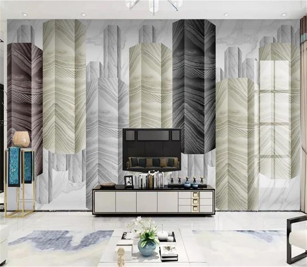 3d Papel De Parede Telhas de Luz de Luxo Jazz Branco Geométrico Mármore Modern Simple TV Parede Azulejos Mural Papel De Parede