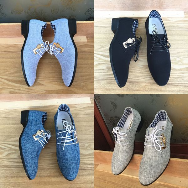 

mazefeng new fashion spring autumn men casual shoes men cavans shoes lace-up pointed toe business male british style shoes, Black