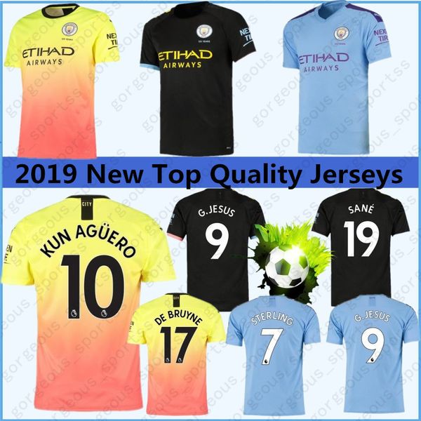 

19 20 New Man Soccer Jerseys SANE STERLING Home Away Manchester KUN AGUERO Football FODEN Mens Soccer Jerseys