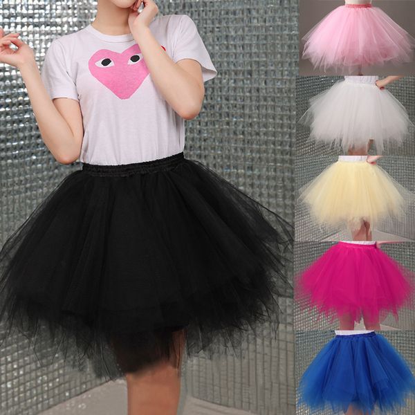 

designer women skirts tulle 2019 skirts womens elastic tulle teen layers summer womens tutu skirt pleated mini skirts, Black