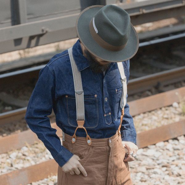 

bronson lot890 vintage looking shirt mans canvas & denim california gold rush jumper, White;black