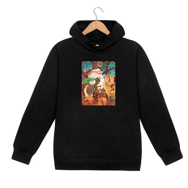 

men women fashion hoodies 2019 winter new arrival thick printing hooded hoodie christmas clothing solid color sweatshirts 5 color, Black