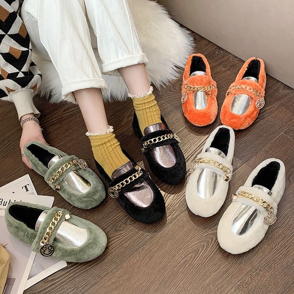 

crystal women shoes autumn 2019 fashion women's all-match female footwear round toe loafers fur casual sneaker slip-on shoes, Black