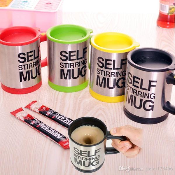 

stainless steel self stirring mug automatic electric coffee mixing drinking cup 350ml self stirring coffee mug with retail box ing