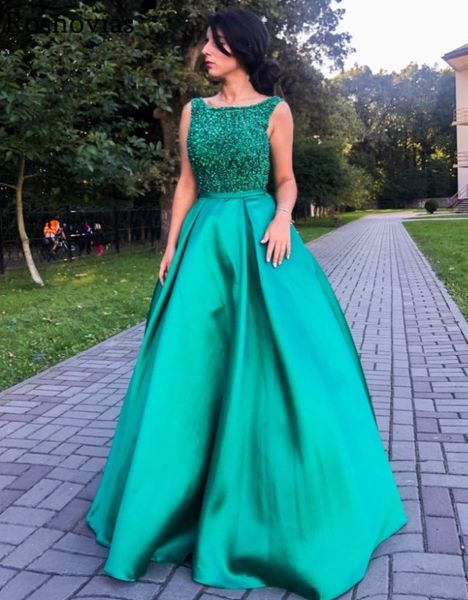 

light green prom dresses long 2020 scoop backless major beading formal stain evening party gowns vestido de fiesta custom, White;black