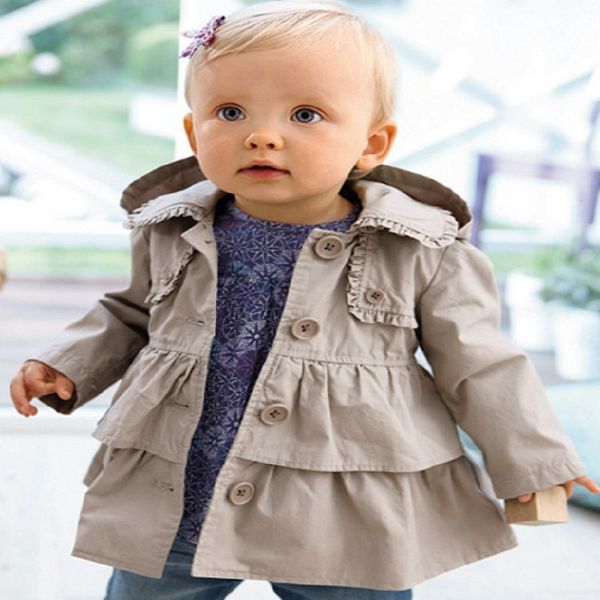 

kids baby girls trench coat 2018 autumn girls windbreaker kids trench jacket outerwear children toddler clothes, Blue;gray