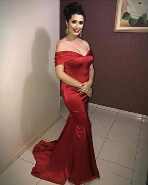 

red mermaid prom dresses plus size off shoulder little miss aso ebi lace styles elegant evening formal dresses 2020 abendkleider party dress, Black