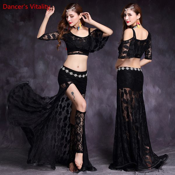 2018 кружева Bellydance Костюм 2 шт. Установить TopSkirt Новая модель Горячие Продажи Женщины Танцы живота Костюмы Производительность Носить длинную юбку