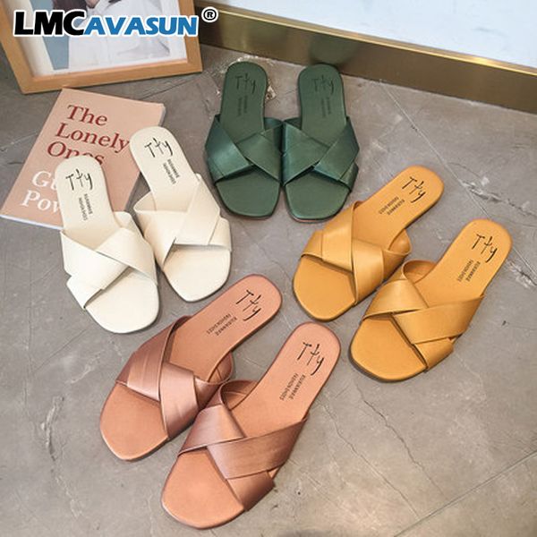 

lmcavasun 2020 slipper woman summer korean outside shoes flat bottom sandals beach shoes, Black