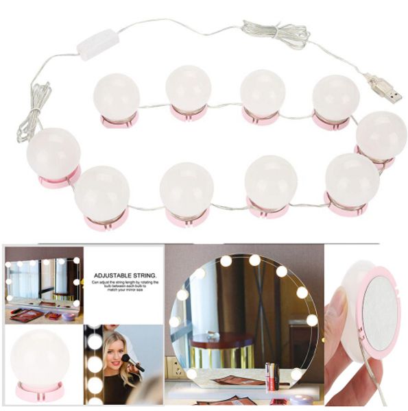 Make-up-Spiegel-LED-Glühbirnen-Set, USB-Ladeanschluss, kosmetisch beleuchtete Make-up-Spiegel, Glühbirne mit einstellbarer Helligkeit