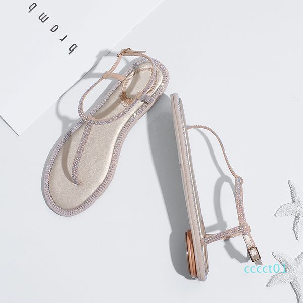 

sandals 2019 ankle-strap shoes women flat sandals crystal band summer shoes girl flip flops big size bohemia ct01, Black